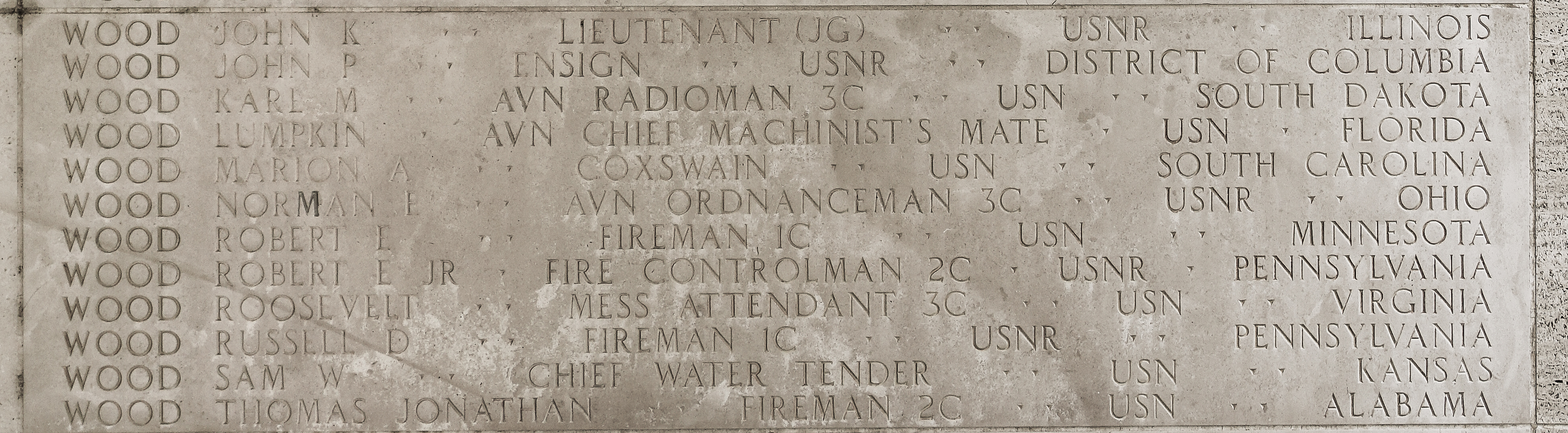 Thomas Jonathan Wood, Fireman Second Class